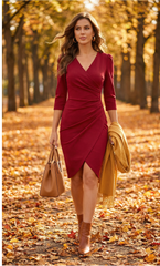 Kruvaze Drapeli Fakir Kol Abiye Elbise Özel Gün Davet İş Günlük