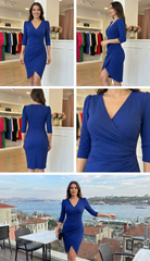 Kruvaze Drapeli Fakir Kol Abiye Elbise Özel Gün Davet İş Günlük