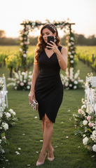 Kruvaze Önü Drapeli Askılı Abiye Elbise Özel Gün Davet İş Günlük