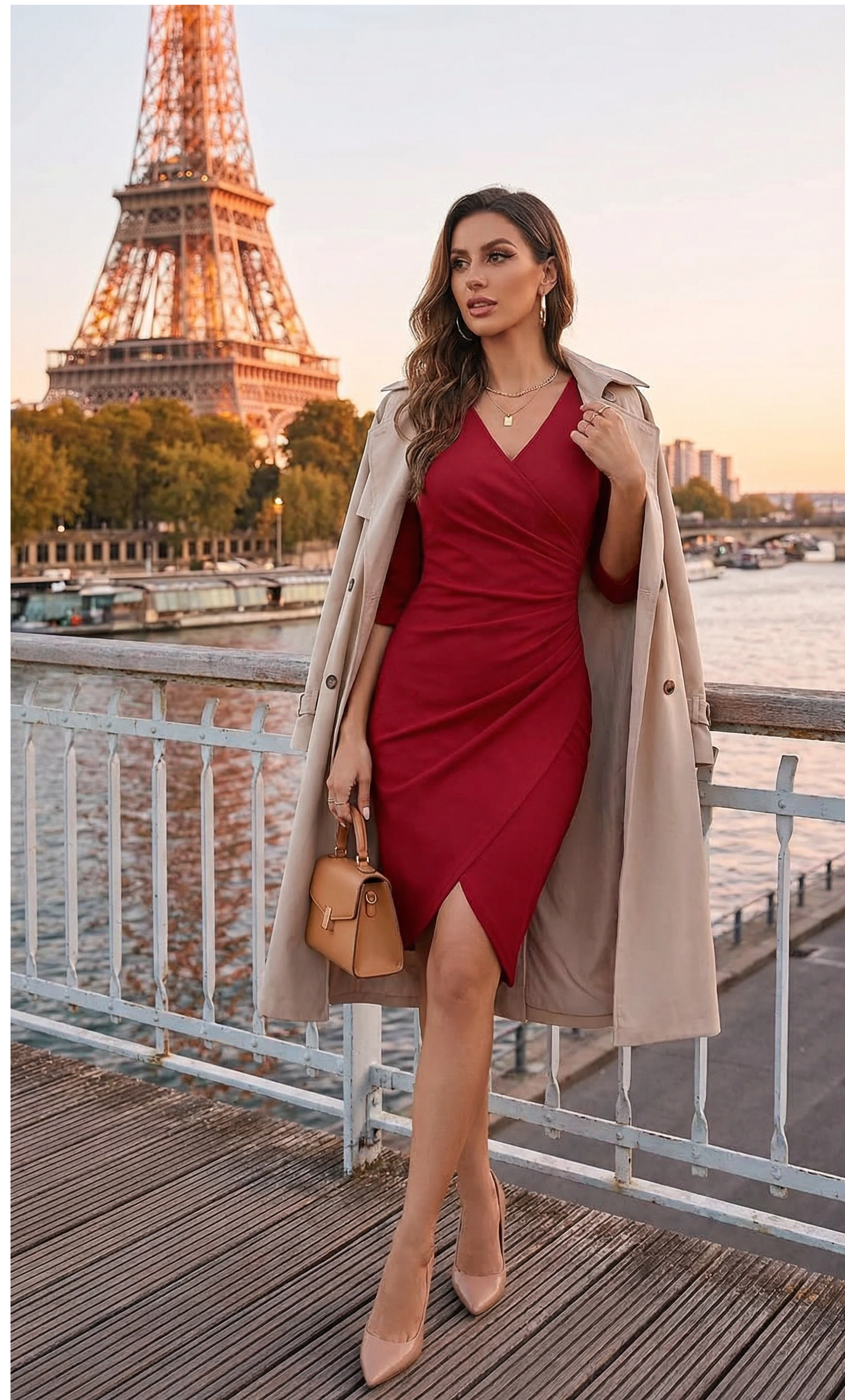 Kruvaze Drapeli Fakir Kol Abiye Elbise Özel Gün Davet İş Günlük