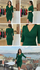 Kruvaze Drapeli Fakir Kol Abiye Elbise Özel Gün Davet İş Günlük